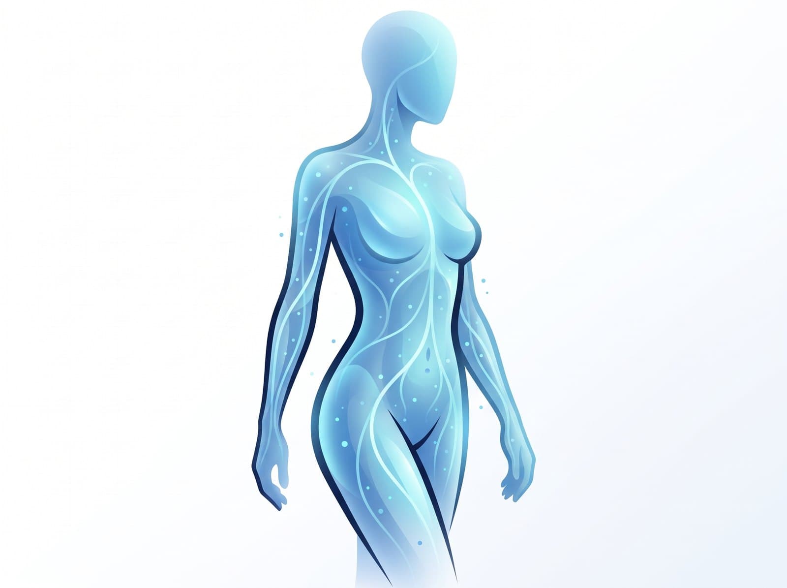 Illustration: Frauenkörper mit Lymphbahnen